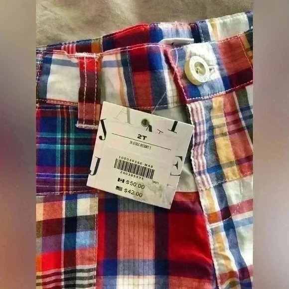 Orange Red Plaid Janie And Jack Shorts Size 2T NWT - Picture 2 of 3